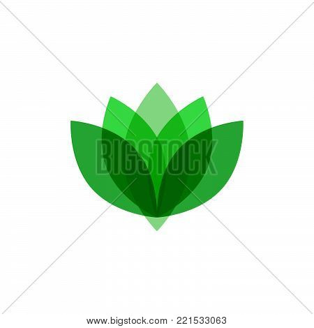 Abstract green and transparent lotus logo design