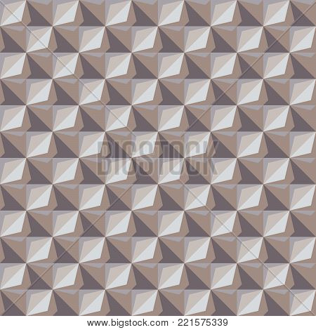 Abstract seamless pattern of squares and diagonal forms. An optical illusion of movement.