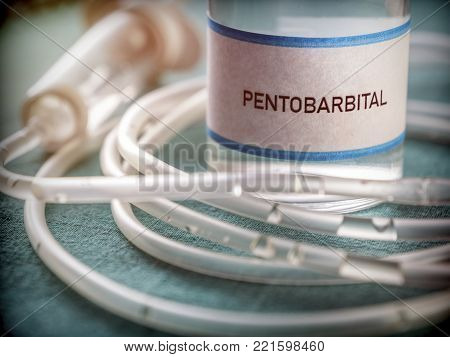 Vial With Pentobarbital Used For Euthanasia And Lethal Inyecion In A Hospital