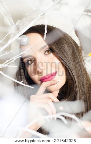 Sexy Surprised Woman Wearing Santa Claus Clothes