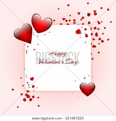 Bright background with red hearts for congratulations on Valentine's day, mother's day or birthday. Vector illustration