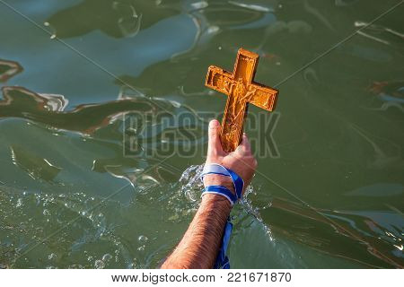 Water Ceremony Marking The Orthodox Epiphany Day, In Port Of Thessaloniki