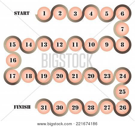 A chain of numbers combined in a chain with start and finish.