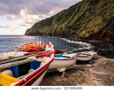 Small port next to the Arnel Lighthouse in Sao Miguel island, Azores.