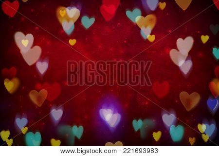 Beautiful Abstract pink romantic background with hearts Valentine`s day