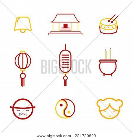 Abstract Chinese Culture Outline Vector Illustration Graphic Design