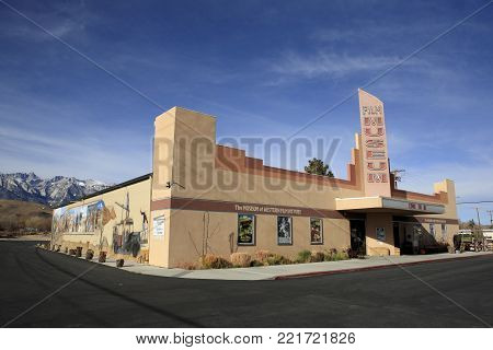Lone Pine City, USA - Dec 28, 2017: The famous Film History Museum in Lone Pine City, USA, on Dec 28, 2017, which holds extensive collection of real movie costumes, movie cars, props, posters, and other memorabilia. 
