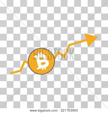 Bitcoin Up Trend vector pictogram. Illustration style is flat iconic symbol on a chess transparent background.