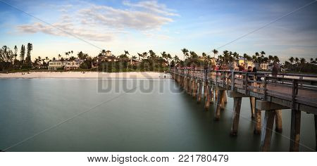 Naples Pier On The Beach At Sunset