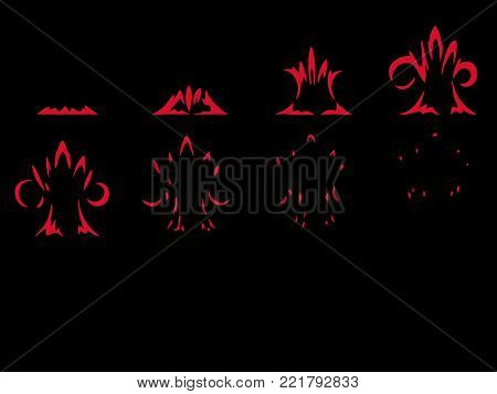 Sprite sheet of a explosion. Animation for game or cartoon. 1024x1024. Ready for games, Crytech, Unreal Engine, Real Tournament and other game engines.