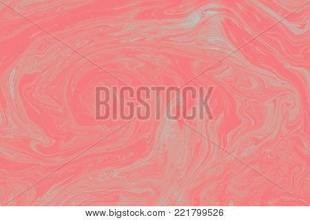 Suminagashi Marble Texture Hand Painted With Teal Ink. Digital Paper 1346 Performed In Traditional J