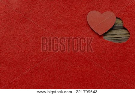 heart curved in felt. valentines day concept