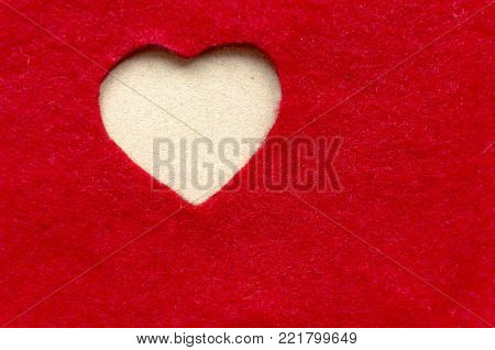 heart curved in felt. valentines day concept