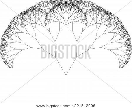 Flat Vector Computer Generated   L-system Fractal Tree - Generative Art