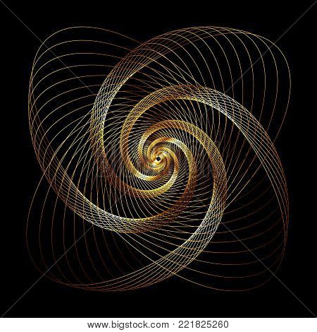 Vector Wavy Twirl Gold Rosette - Graphic Element - Generative Art