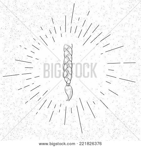 Hand Drawn Symbol of Long Hair Braid - Doodle Vector Hatch Icon