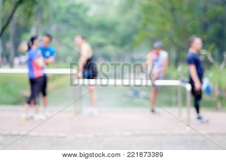 Blurred people and nature, Blur people excerise at park nature background, sport healthy lifestyle, wellbeing