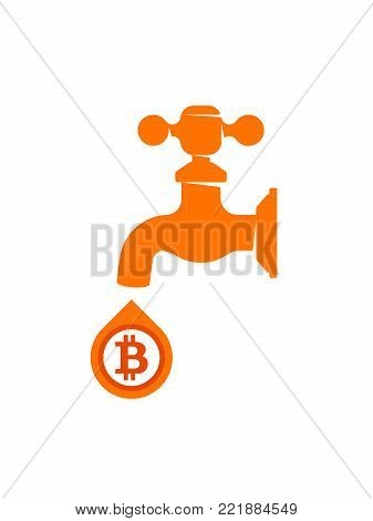 Bitcoin faucet vector illustration isolated on white background