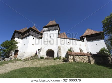 Viscri, Romania - April 29, 2018: Viscri Fortified Town View In A Spring Day