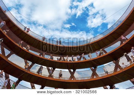 Ronnede. Denmark. July 27th. 2019 Camp Adventure Tower. Observation Tower In The Forest. View From B