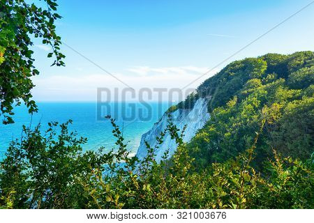 Beautiful Sea View From The Cliff. Top View. Mons Klint. Denmark. Seascape. Nature