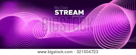 Particle Future. Purple Big Data Stream. Violet Tech Abstract. Binary Numbers Movement. Particle Mot