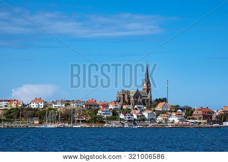 View To The City Lysekil In Sweden.