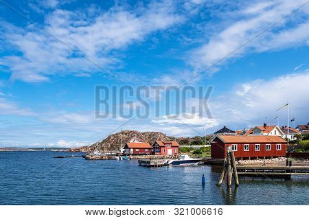 View To The City Fiskebaeckskil In Sweden.