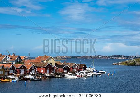 View To The City Fiskebaeckskil In Sweden.