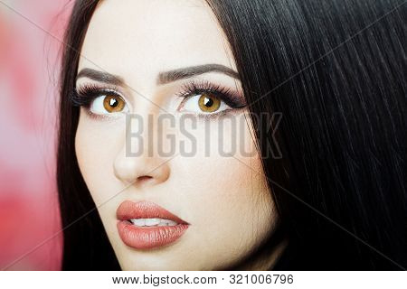 Model Woman. Beautiful Face. Emotianal Girl. Make Up Model. Coloring. Hair Coloring.