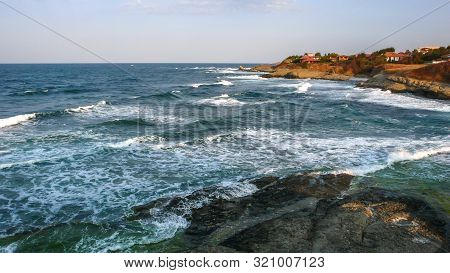 Amazing Sunset Seascape Of The Coastline Of Lozenets, Burgas Region, Bulgaria