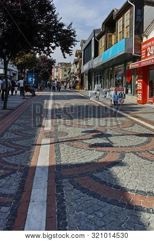 Edirne, Turkey - May 26, 2018: Saraclar Caddesi Shopping Street In The Center Of City Of Edirne, Eas