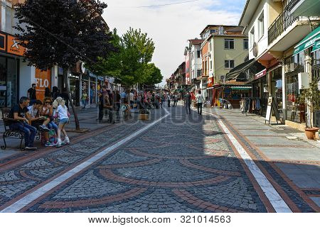 Edirne, Turkey - May 26, 2018: Saraclar Caddesi Shopping Street In The Center Of City Of Edirne, Eas