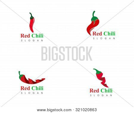 Red Hot Set Natural Of Chili Icon Template Vector Illustration