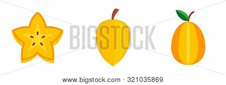 Carambola Icons Set. Flat Set Of Carambola Vector Icons For Web Design