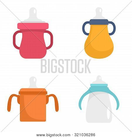 Sippy Cup Icon Set. Flat Set Of Sippy Cup Vector Icons For Web Design