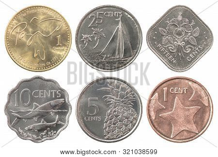 Bahamas Coins Full Set Isolated On White Background