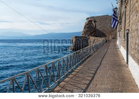 Picturesque View At The Port Town Of Hydra Island In Greece
