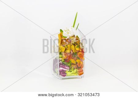 Mini Canapes For Refreshments At Banquets Receptions Catering On A White Background.