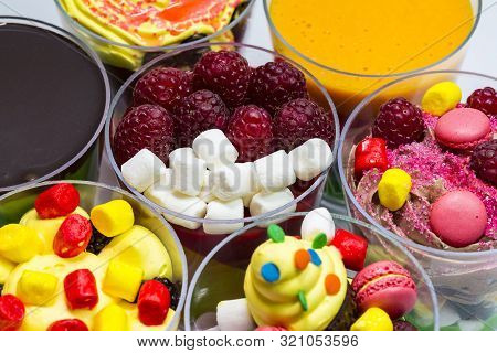 Mini Canapes For Refreshments At Banquets Receptions Catering On A White Background.