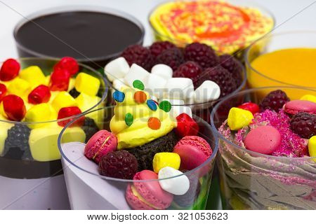 Mini Canapes For Refreshments At Banquets Receptions Catering On A White Background.