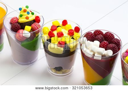 Mini Canapes For Refreshments At Banquets Receptions Catering On A White Background.