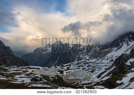 Laghi Dei Piani In Spring. Tre Cime, South Tyrol, Italy
