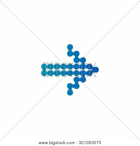 Connected Dots In A Shape Of Arrow. Water Theme Concept. Abstract Design Element. Stock Vector Illus