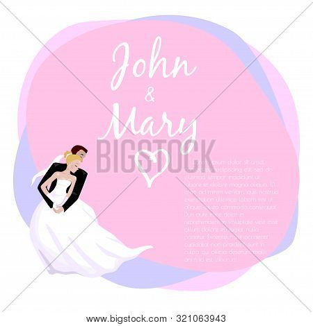 Wedding Couple Hugging And Dancing. Vector Illustration