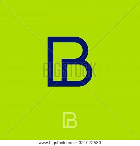 P And B Monogram. P, B Logo. Linear Simple Letters On On A Green Background. The Minimalist Style.