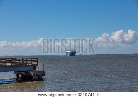 Brunswick, Georgia - September 8, 2019: The Coast Guard Is Searching For Crew From A Vehicle Carrier