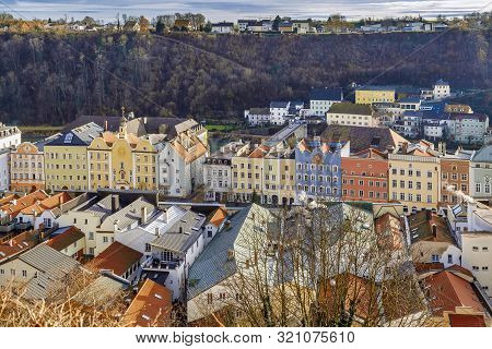View Of Burghausen City Center From  Burghausen Castle, Germany