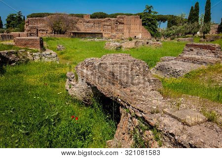 Detail Of The Ruins At The Domus Augustana On Palatine Hill In Rome