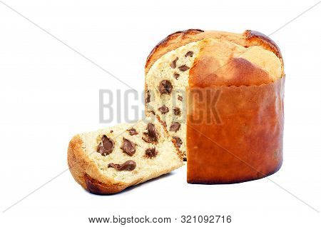 Chocolate Stuffed Panettone, Typical Brazilian Sweet Bread Served As A Dessert For Christmas And New